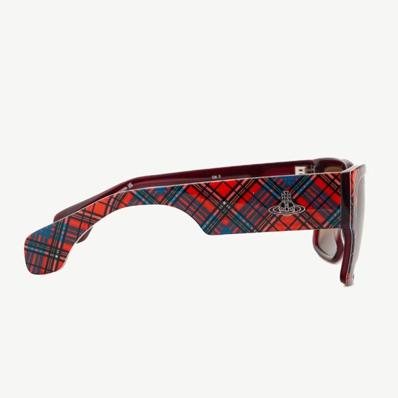 Vivienne Westwood Sun RX 01 Red-Tartan Square Sunglasses - Picture 4 of 10